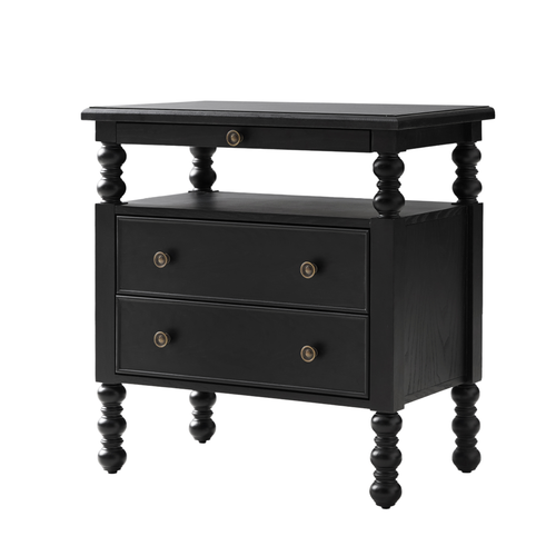 Ginny Traditional 26 in. Tall 1-Drawer Nightstand with Charging Station