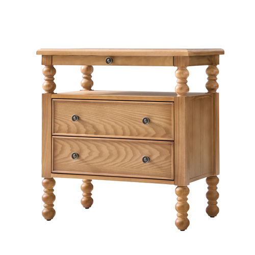 Ginny Traditional 26 in. Tall 1-Drawer Nightstand with Charging Station