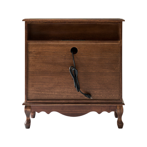 Kaybri Transitional 28"W 3-Drawer Solid Wood Fluted Chest with Built-In Power Outlet