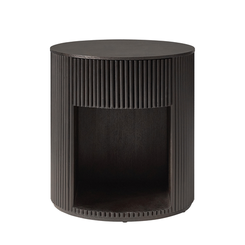 Falko 19.75 in. Round Wood End Table with Fluted Detailing