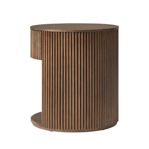 Falko 19.75 in. Round Wood End Table with Fluted Detailing