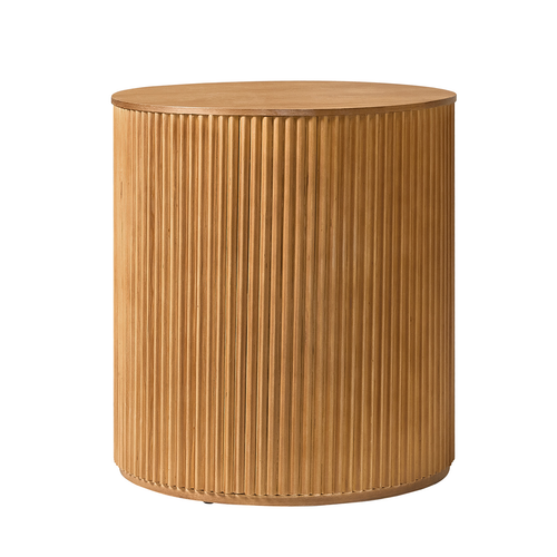 Falko 19.75 in. Round Wood End Table with Fluted Detailing