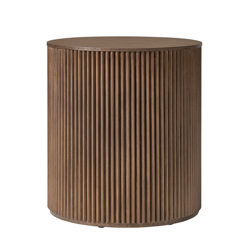 Falko 19.75 in. Round Wood End Table with Fluted Detailing