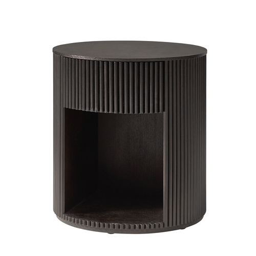 Falko 19.75 in. Round Wood End Table with Fluted Detailing