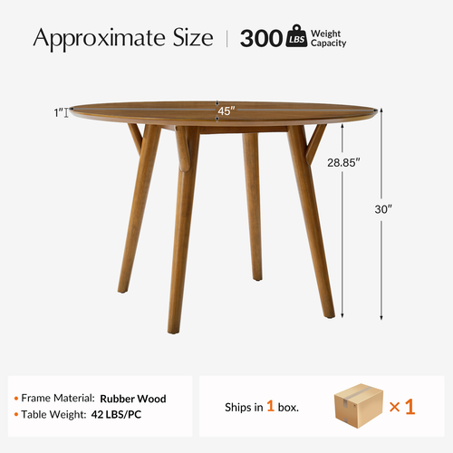 Eckhard 45 in. Round Wood Coffee Table with Solid Legs