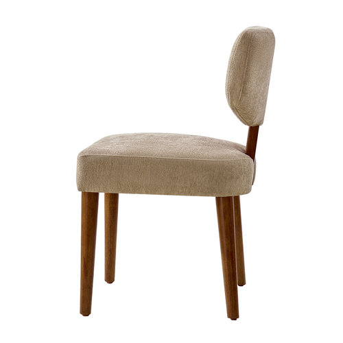 Lydia Polyester Dining Chair with Solid Wood Legs and Curved Backrest
