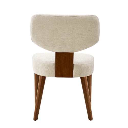 Lydia Polyester Dining Chair with Solid Wood Legs and Curved Backrest