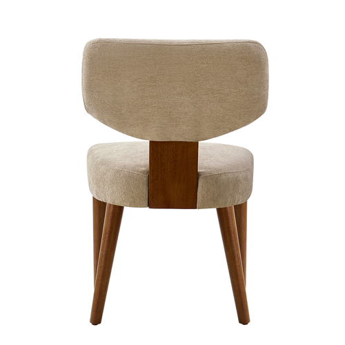 Lydia Polyester Dining Chair with Solid Wood Legs and Curved Backrest