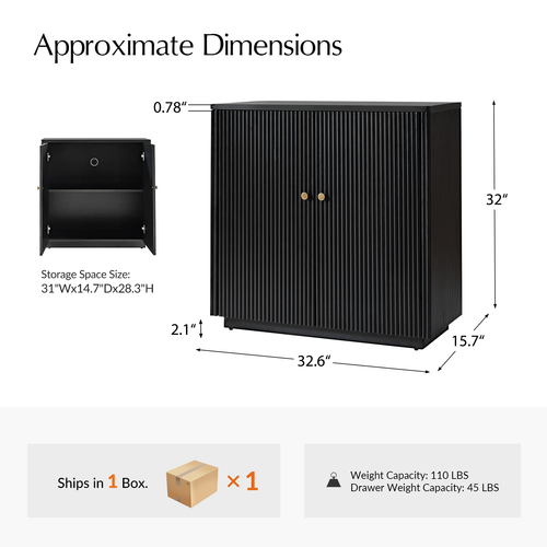 Bonnot 32 in. Tall 2-Door Wood Accent Cabinet with Adjustable Shelf