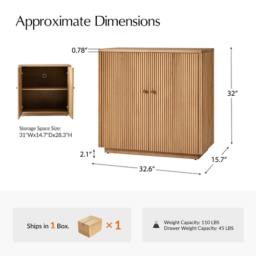Bonnot 32 in. Tall 2-Door Wood Accent Cabinet with Adjustable Shelf