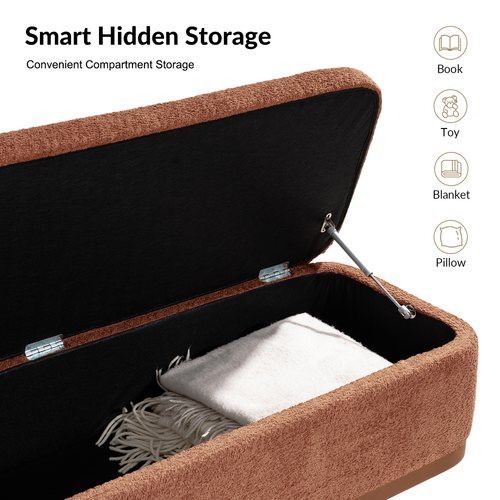 Chery 57" W. Contemporary Bench with Hidden Storage Compartment