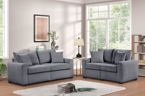 Marquee Gray Sofa and Loveseat Set HH1124 by Happy Homes