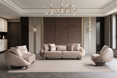 Elisyum Living Room Set in Cream by New Era Innovations