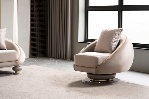 Elisyum Living Room Set in Cream