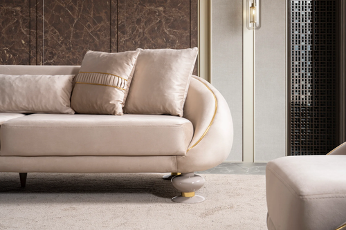 Elisyum Living Room Set in Cream