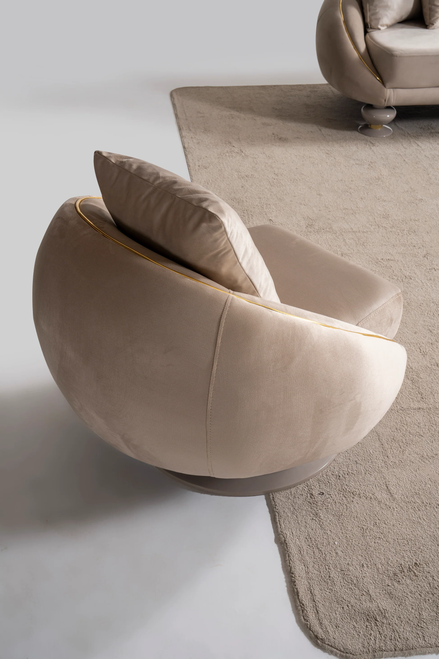 Elisyum Living Room Set in Cream