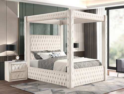 Annabelle Upholstered Canopy Bed by Crown Mark