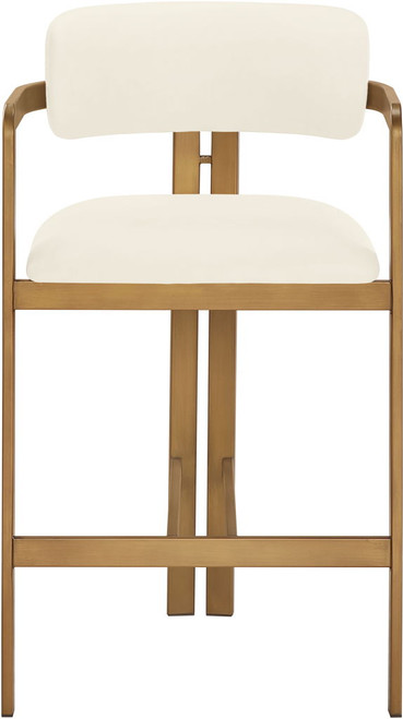 Aurum - Vegan Leather Upholstered Counter Stool With Brushed Brass Base