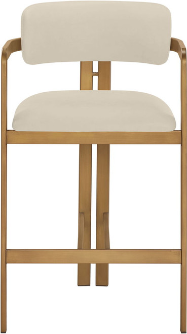 Aurum - Vegan Leather Upholstered Counter Stool With Brushed Brass Base