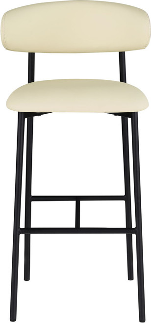 Lupita - Vegan Leather Upholstered Bar Stool (Set of 2) - Cream / Matte Black