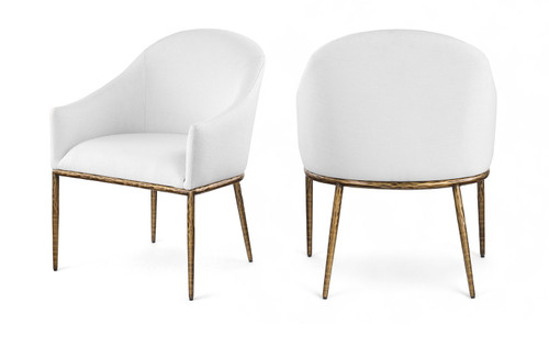 Ferro - Upholstered Dining Arm Chair With Brushed Gold Legs