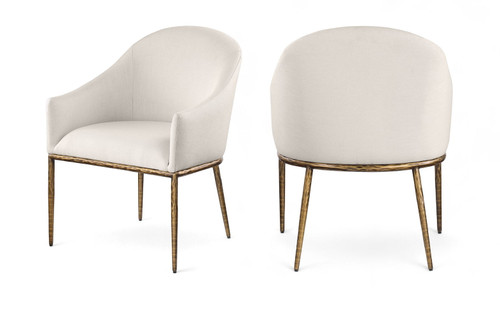 Ferro - Upholstered Dining Arm Chair With Brushed Gold Legs