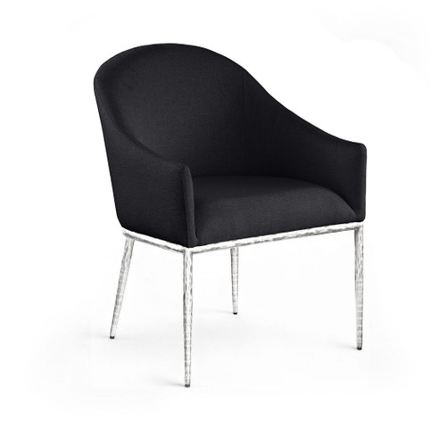 Ferro - Upholstered Dining Arm Chair With Brushed Silver Legs