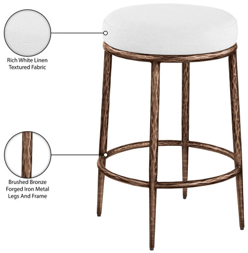 Ferro - Upholstered Backless Counter Stool With Brushed Bronze Base