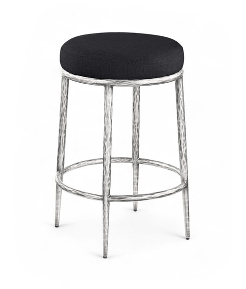 Ferro - Upholstered Backless Counter Stool With Brushed Silver Base