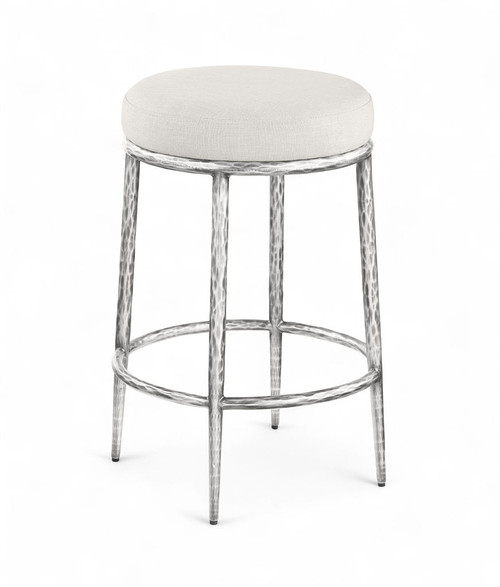 Ferro - Upholstered Backless Counter Stool With Brushed Silver Base