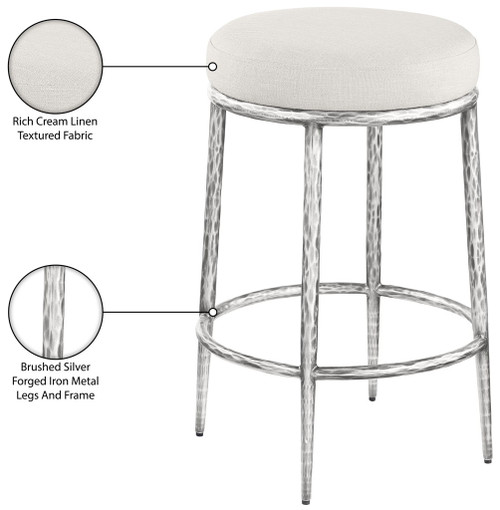 Ferro - Upholstered Backless Counter Stool With Brushed Silver Base