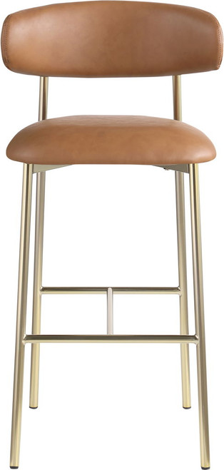 Lupita - Vegan Leather Upholstered Bar Stool With Brushed Gold Frame (Set of 2)