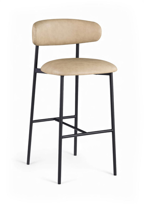 Lupita - Vegan Leather Upholstered Bar Stool With Matte Black Frame (Set of 2)