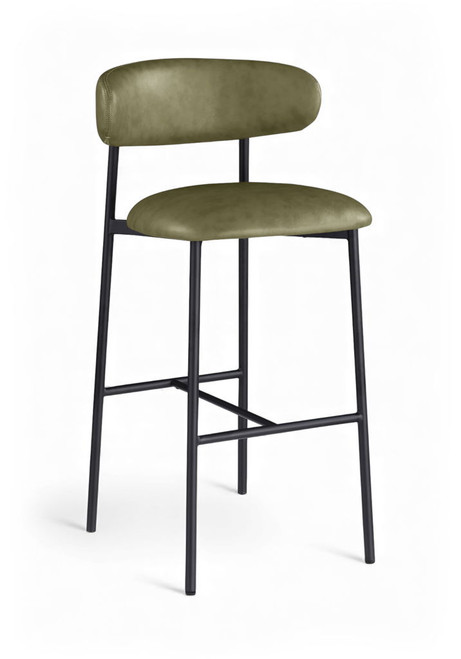 Lupita - Vegan Leather Upholstered Bar Stool With Matte Black Frame (Set of 2)