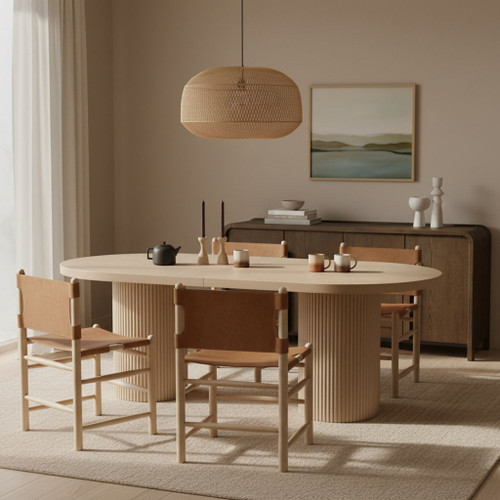 Santos - Vegan Leather Upholstered Dining Chair With Stained Natural Base (Set of 2)