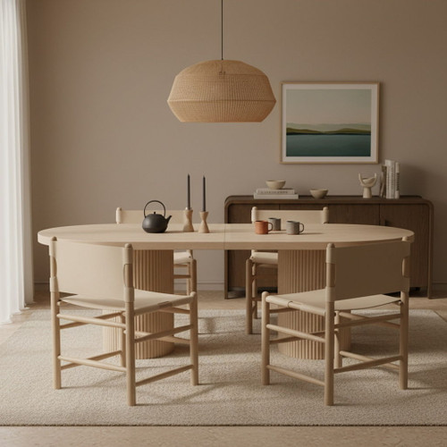 Santos - Vegan Leather Upholstered Dining Chair With Stained Natural Base (Set of 2)