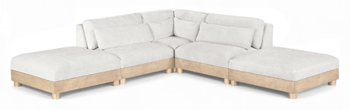 Turin - Chenille Fabric Upholstered Modular Sectional - White