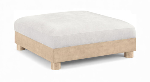 Turin - Chenille Fabric Upholstered Modular Ottoman - Natural Base