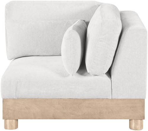 Turin - Chenille Fabric Upholstered Modular Corner Chair - Natural Base