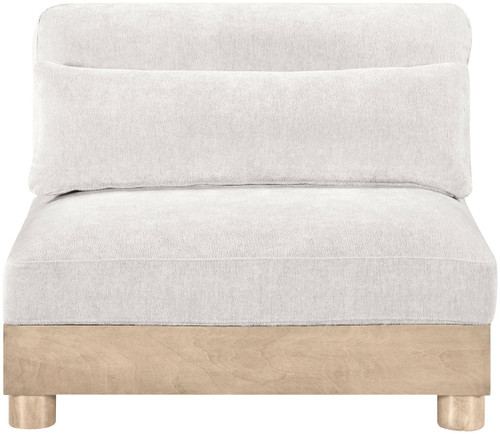 Turin - Chenille Fabric Upholstered Modular Armless Chair - Natural Base