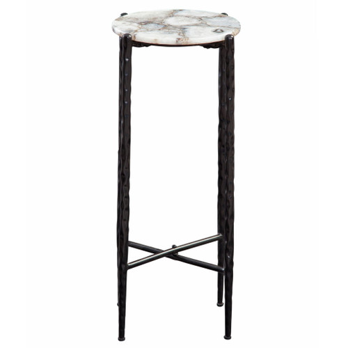 Octavio - Agate Top Chairside Table - White
