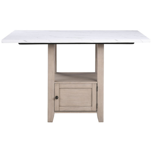 Taylor - Faux Marble Top Counter Table - White / Light Brown