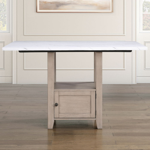 Taylor - Faux Marble Top Counter Table - White / Light Brown