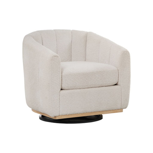 360 Degrees Swivel Upholstered Barrel Armchair For Living Room - Ivory