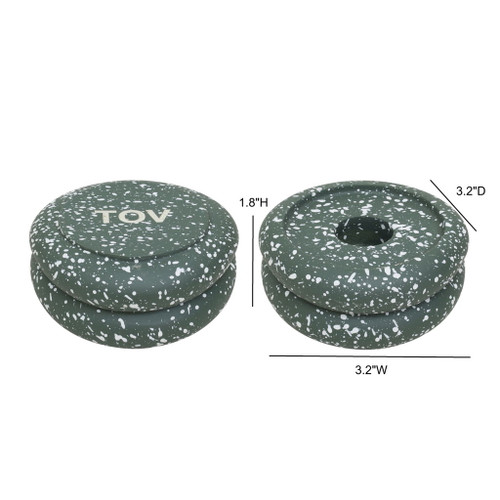 Gabby - Stacking Candle Holder (Set of 2) - Speckled Green