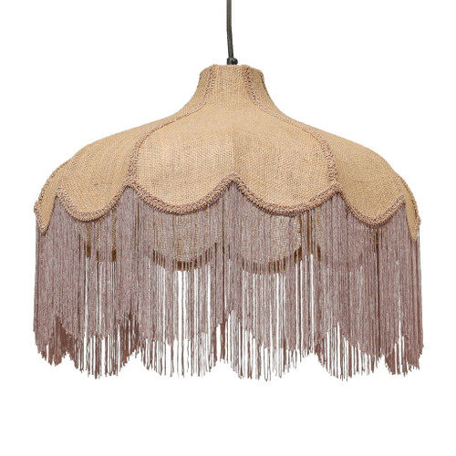 Buchanan - Jute Fringed Scalloped Pendant Light - Pink