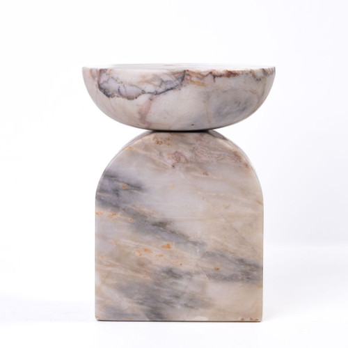 Marble Balanced Candle Holder - White Brown