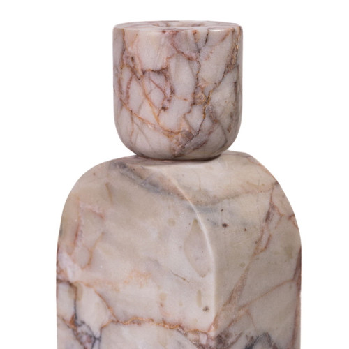 Marble Foundation Candle Holder - White Brown