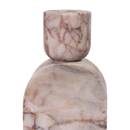 Marble Foundation Candle Holder - White Brown