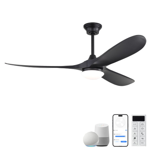 Smart Ceiling Fan With Lights, 3 Blades, Reversible Quiet DC Motor For Indoor